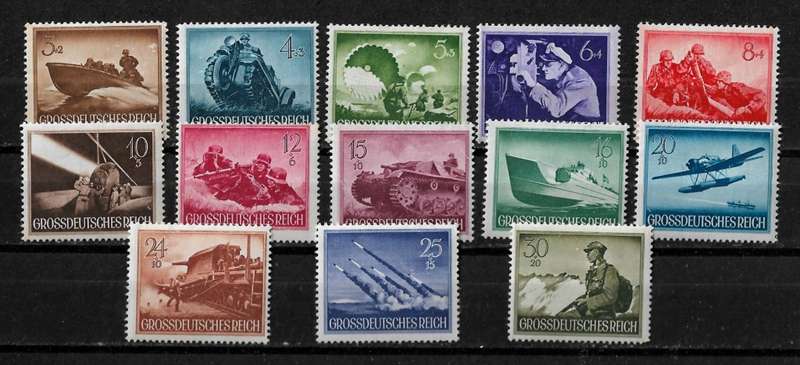 Germany - 1944 Gross Deutsche Reich Army Day Full Set of 13 Stamps MH