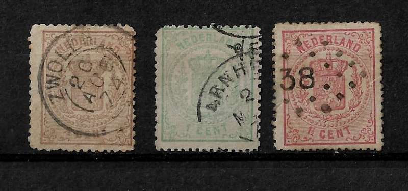 Netherlands 1869-1871  Part Set of 3 Stamps Fine Used