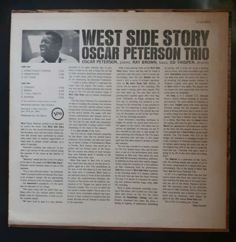 Oscar Peterson Trio - West Side Story LP Vinyl Record - USA Pressing