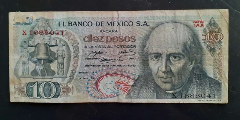Mexico 1971 10 Pesos Bank Note - VG