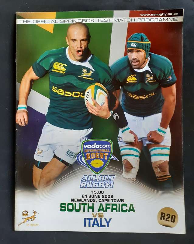 South Africa vs Italy 2008 Test Match Programme