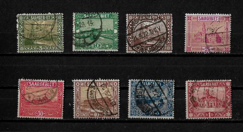Saar (Germany) - 1922 Definitive Issue Part Set of 8 Stamps Fine Used