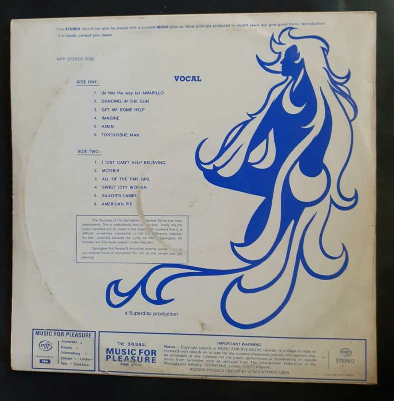 Springbok Hit Parade Vol.5 LP Vinyl Record