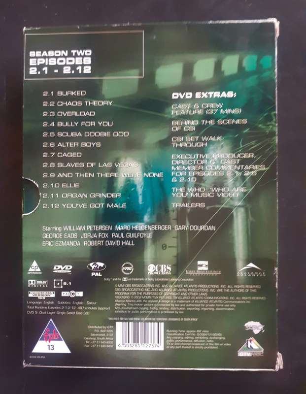 CSI : Crime Scene Investigation - Season 2 Episodes 2.1-2.12 (3 DVD Set)