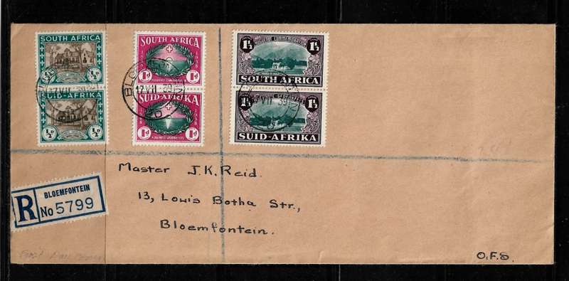 Union of South Africa - 1939 250th Anniversary of Huguenot Landing Full Set of Pairs on Cover