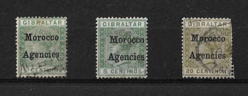 Gibraltar - 1898 Queen Victoria Overprinted Morocco Agencies Part Set of 3 Stamps Fine Used