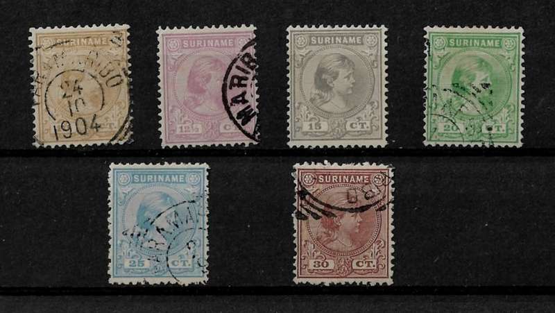 Suriname - 1892-93 Full Set of 6 Stamps Fine Used