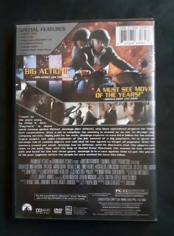 Paycheck: Remember The Future - Ben Affleck & Aaron Eckhart (DVD)
