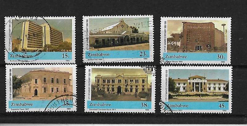 Zimbabwe - 1990 City of Harare Centenary Full Set of 6 Stamps Fine Used