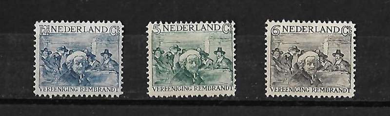 Netherlands - 1930 Rambrandt Society Full Set of 3 Stamp MH