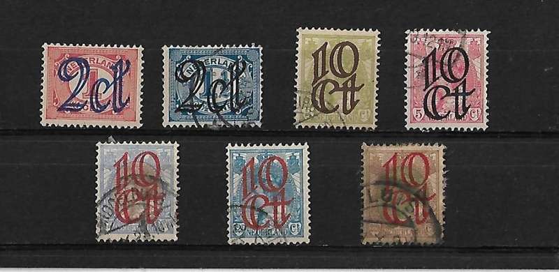 Netherlands - 1923 Overprint Full Set of 7 Stamps Fine Used