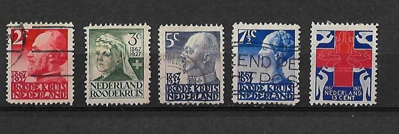 Netherlands - 1927 Red Cross Full Set of 5 Stamps Fine Used & MH