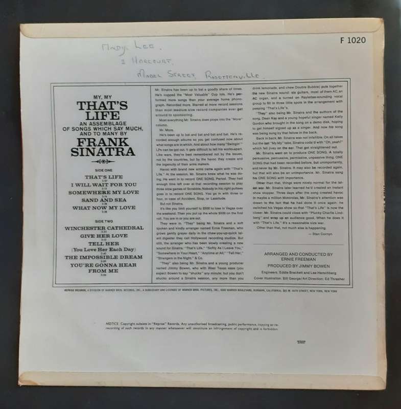 Frank Sinatra - That`s Life LP Vinyl Record