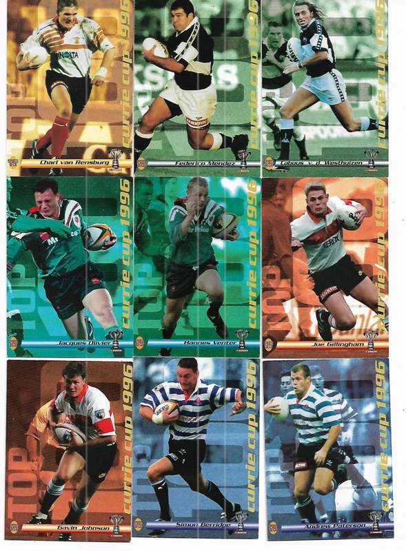 9 Cards of 1996 Sports Deck Currie Cup Card Collection