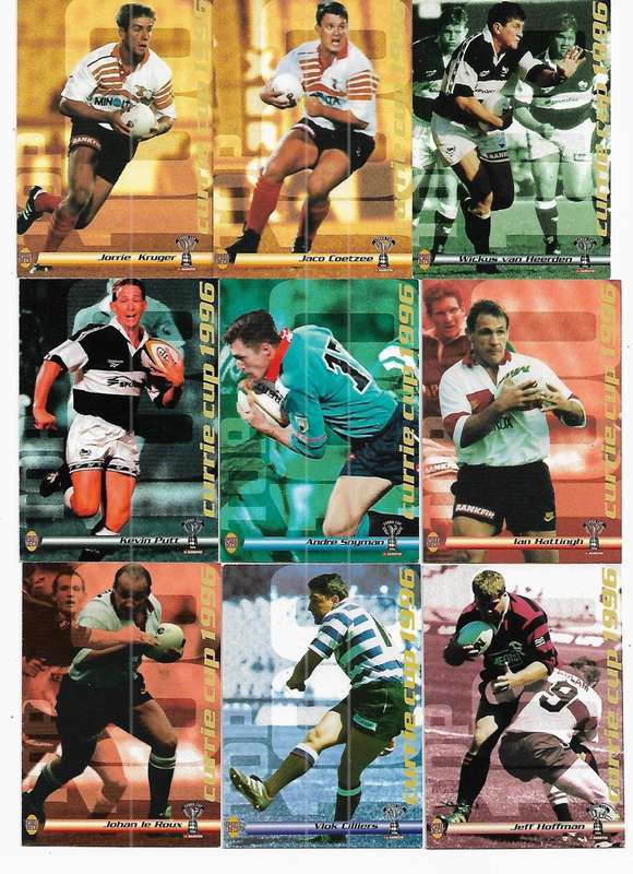 9 Cards of 1996 Sports Deck Currie Cup Card Collection