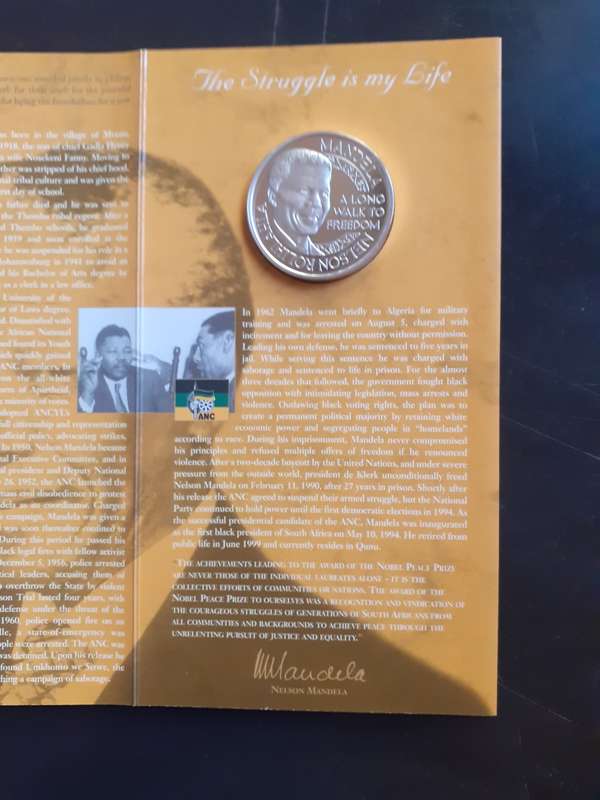 Nelson Mandela 1OZ Silver Medallion Mint of Norway Winner of Nobel Prize