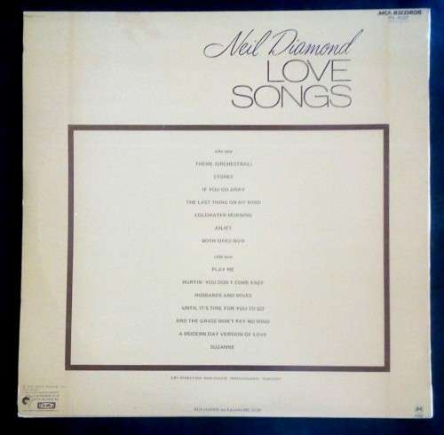 Neil Diamond - Love Songs LP Vinyl Record