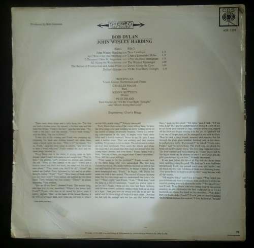 Bob Dylan - John Wesley Harding LP Vinyl Record