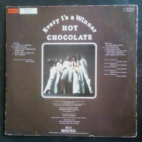 Hot Chocolate - Every 1`s A Winner LP Vinyl Record
