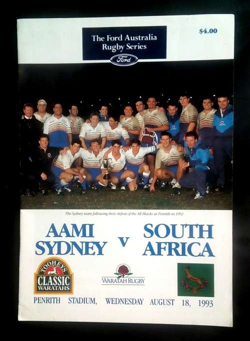 Sydney vs South Africa 1993 Tour Match Programme
