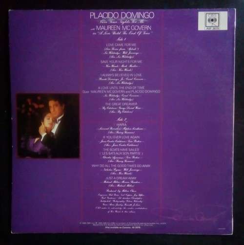 Placido Domingo - Save Your Nights For Me LP Vinyl Record