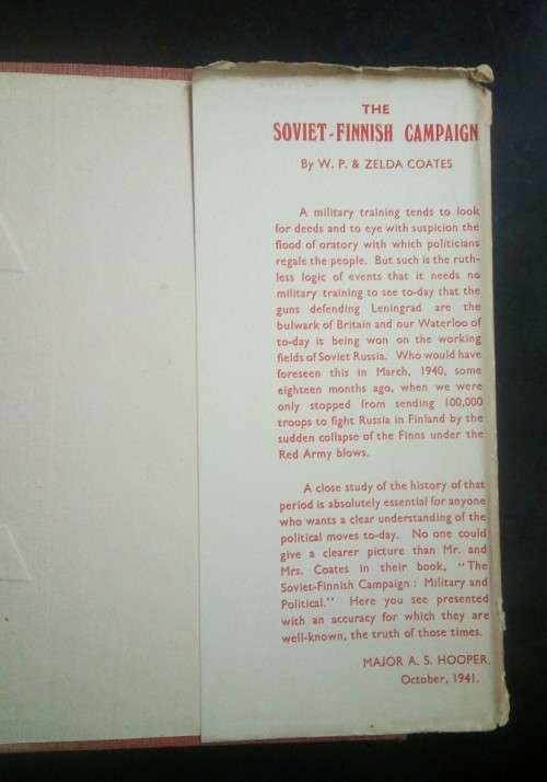 The Soviet-Finnish Campaign 1939/1940 by W.P. and Z. Coates (Hardcover)