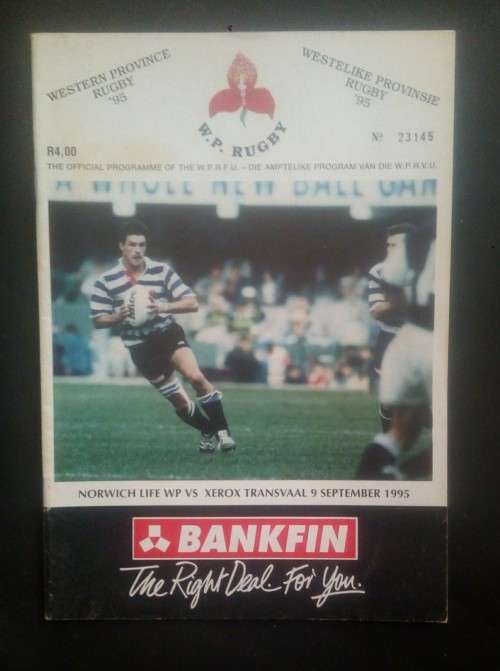 Western Province vs Transvaal 1995 Currie Cup Match Programme