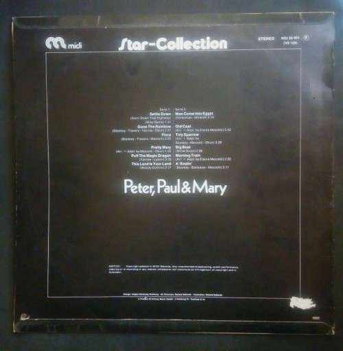 Peter, Paul and Mary - Star-Collection LP Vinyl Record - Germany Pressing