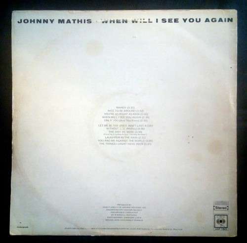 Johnny Mathis - When Will I See You Again LP Vinyl Record