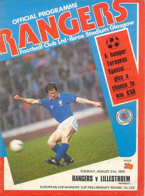 Rangers v Lillestroem ( Norway ) 1979/80 European CWC Pre Round Match Programme