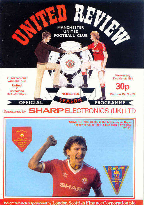 Manchester United v Barcelona 1983/84 ECWC 1/4 Final Official Programme ( RARE )