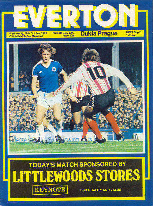 Everton v Dukla Prague ( Czech ) 1978/79 UEFA Cup 2nd Round 1st Leg Official Programme