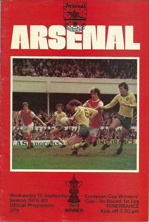 Arsenal v Fenerbahce ( Turkey ) 1979/80 European CWC 1st Rnd Match Programme