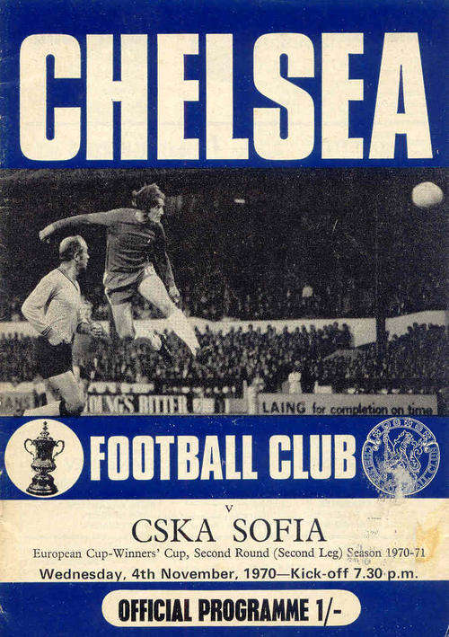 Chelsea v Cska Sofia ( Bulgaria ) 1970/71 European CWC 2nd Rnd Match Programme