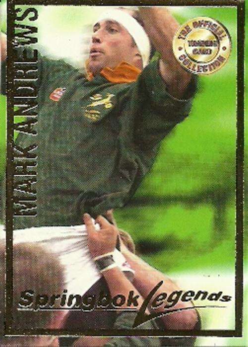 MARK ANDREWS - 1997 PANINI SPRINGBOKS LEGENDS CARD