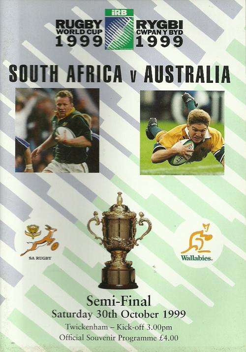 South Africa v Australia 1999 Rugby World Cup Semi Final Match Programme
