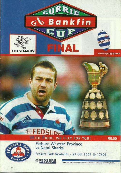 Western Province v Natal Sharks 2001 Currie Cup Final Match Programme