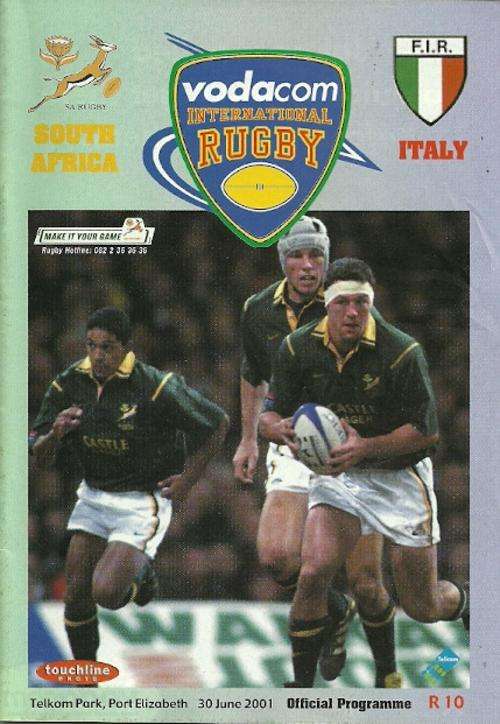 South Africa v Italy 2001 Test Match Programme