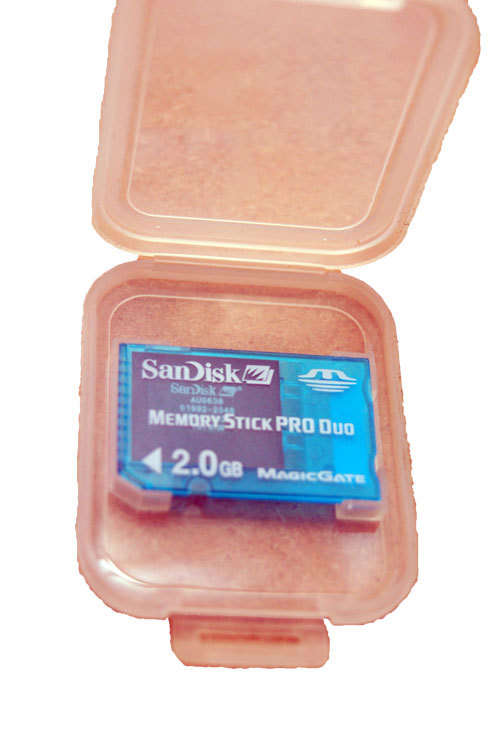 Sandisk Memory Card Pro Duo for Compact Digital Camera open case