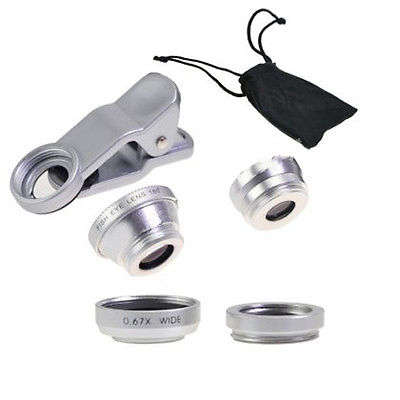 Cell phone lens - 3 in 1 Clip-On Fish Eye Lens+Wide Angle+Macro Lens
