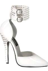 White womens studded shoes with sexy 6 stiletto high heels