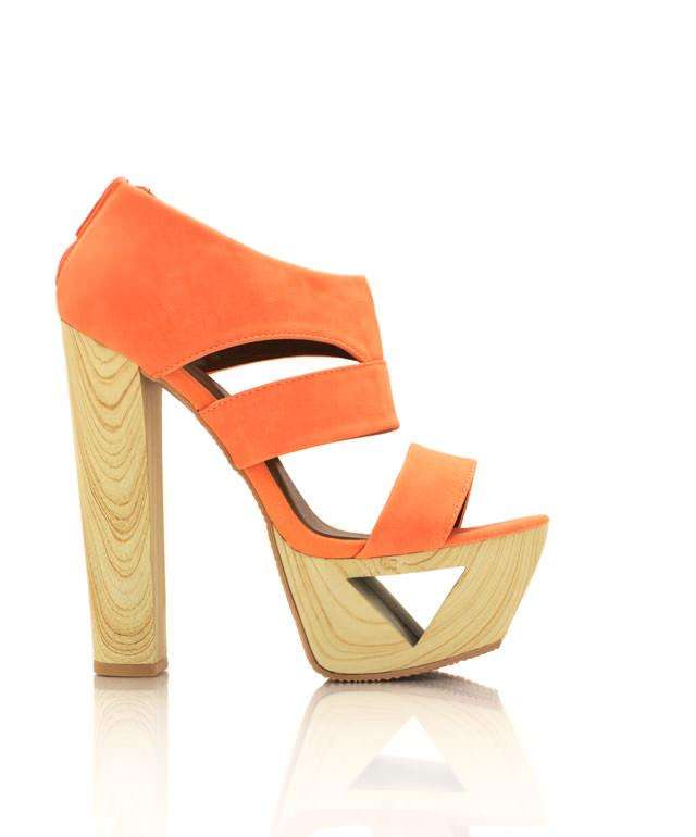 Strappy faux nubuck platforms, Size 5 (SA/UK), Coral, ladies shoes, heels