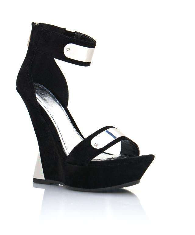 Metal plate wedges, Black, Size 5 (SA/UK), ladies shoes, heels