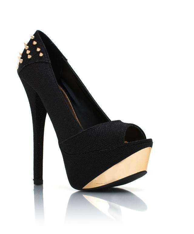 Glitter spiked peep-toe heels, Black, Size 6 (SA/UK), ladies shoes, womens shoes, platforms