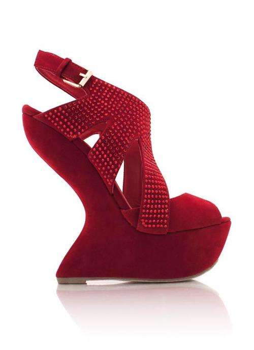 Embellished heel-less platforms RED size 4 (SA/UK), ladies shoes, heels, curved heel, wedges