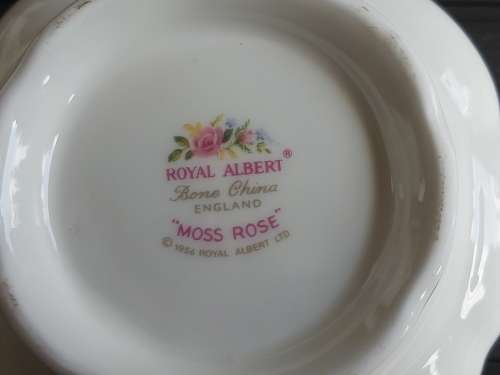 Royal Albert Bone China England  Moss Rose Teapot PLUS sugar basin and creamer / milk jug