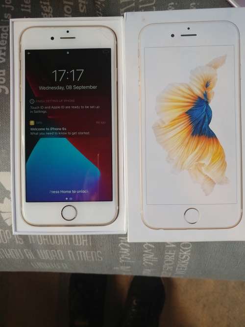 Apple iPhone 6S 16GB Gold (Good condition but small crack on top right - box + charging cable incl)