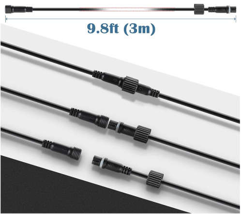 Extension Cable for Solar Light 9.8ft (3m) 2-Pin Plug Extension Cable Wire pack of 2