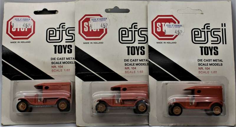 EFSI - 6x 1:62 T-Ford 1919 - Made in Holland, No.101, 3x 104, 105, 106