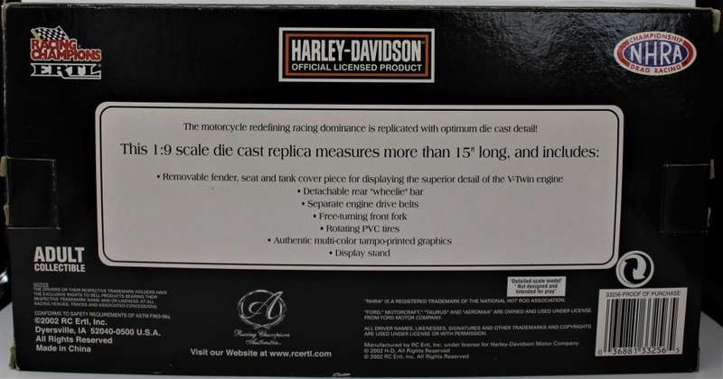 ERTL Racing Champions - 1:9 Harley Davidson Screamin Eagle / Vance & Hines NHRA Pro Stock Bike